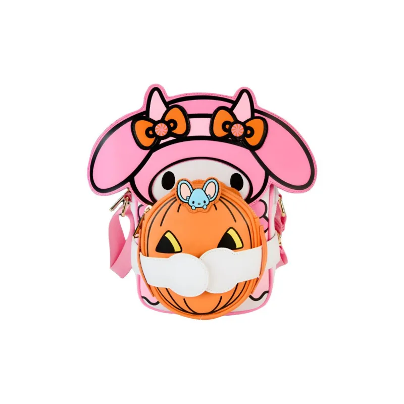 Sanrio Loungefly Pumpkin Polyurethane Shoulder Bag Women's Pink & Orange-1