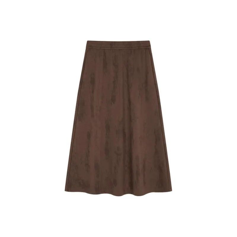 IHIMI Casual Long Skirt Women's Brown-0