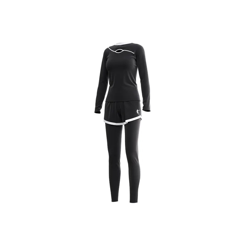 QIAODAN Two Piece Swimsuit Beach Suit Women's Black White-0