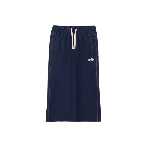 PUMA CORE HERITAGE FW24 Casual Long Skirt Women's Dark Blue