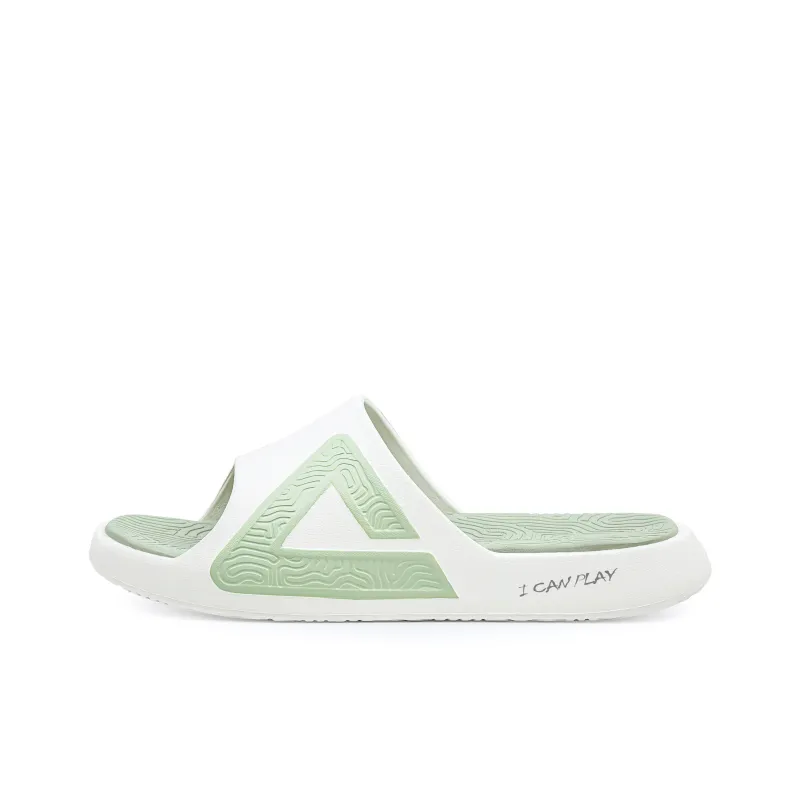 PEAK Tai Ji1.0 Quiet Slip Resistant Cushioning Slide Slippers Unisex White Green-0
