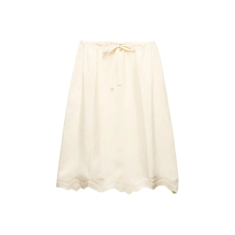 PRADA Drawstring waist Silk Midi Skirt-0