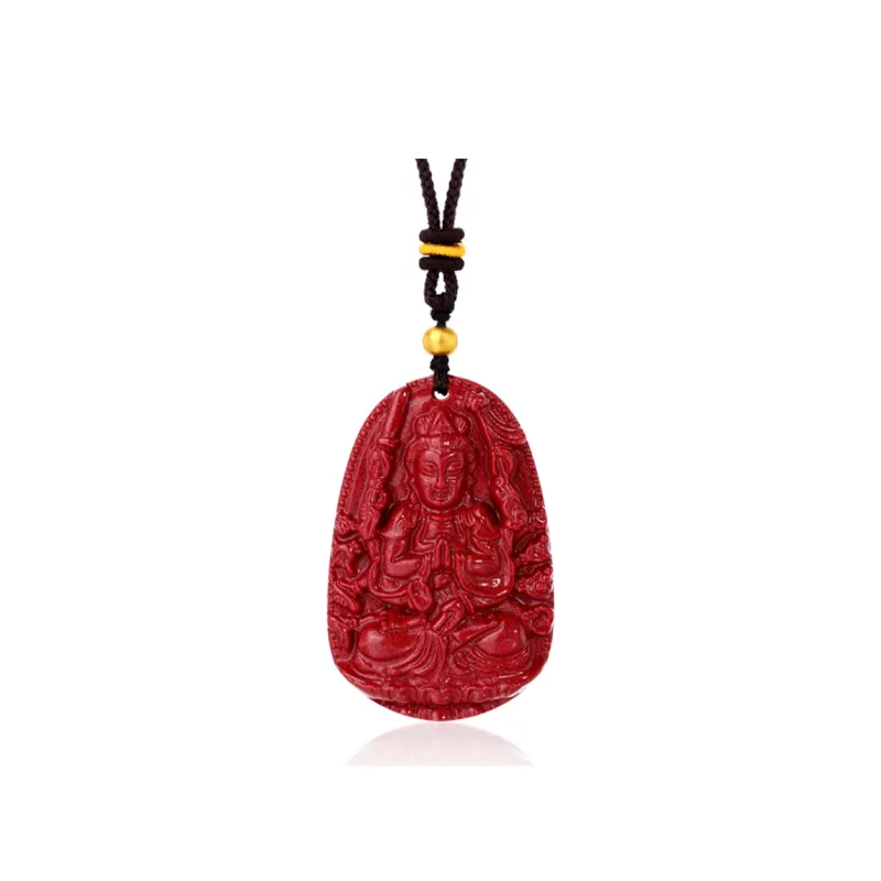JINLIUFUJIXIANG Reconstructed Cinnabar Necklaces Unisex-24