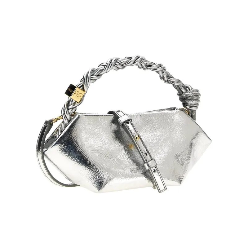 GANNI Leather One Shoulder Handbag Mini Women's Silver-1