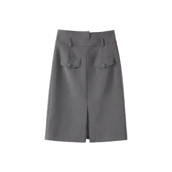 0571 Family Casual Long Skirts Women's Gray