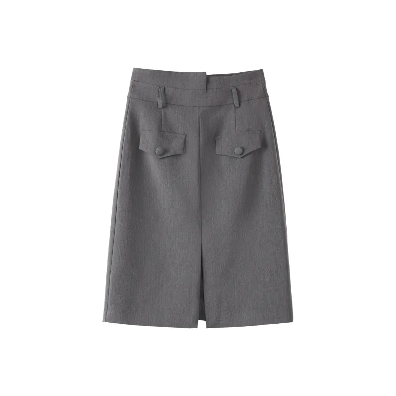 0571 Family Casual Long Skirts Women's Gray-0