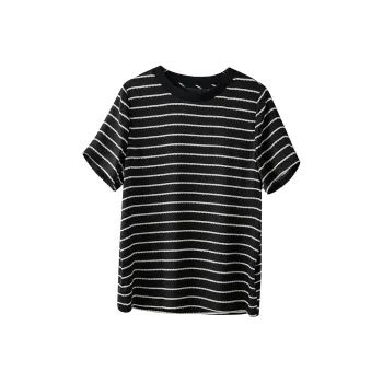 To the west T Shirts Women's Black White Stripes