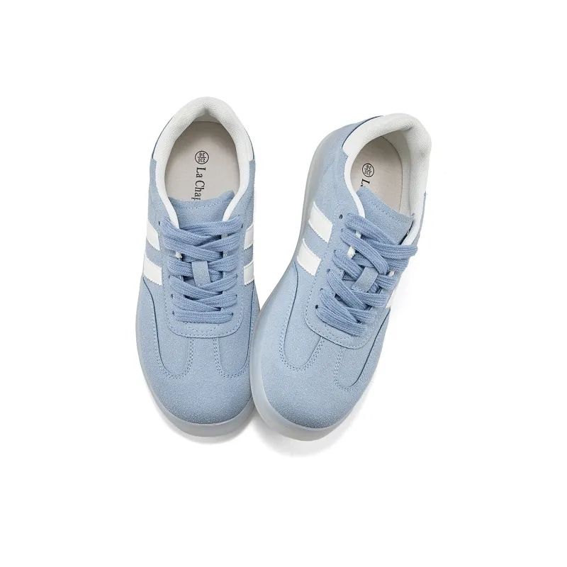 La Chapelle Trendy Campus Korean Style High School Minimalist Style Low Top Skateboard Shoes Women's Blue-1