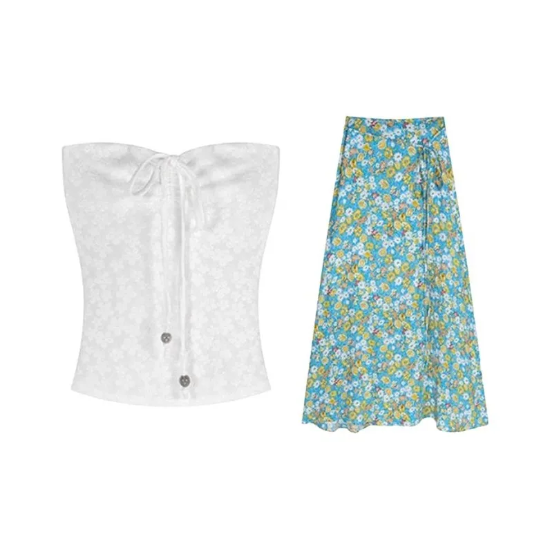 TIBINB Two Piece Skirt Sets Women's-0