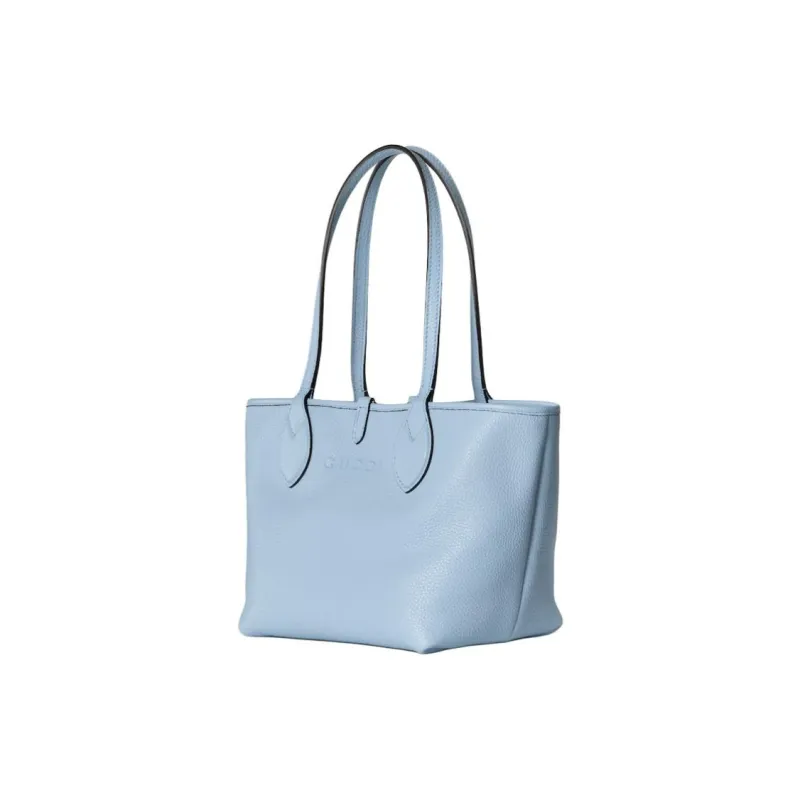 GUCCI Grain Leather With GG Canvas Tote Bag, Shopping Bag, Shoulder Bag, Handbag Small Size Women's Sky Blue-2
