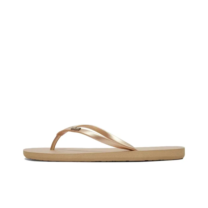 ROXY Rubber Sole Abrasion Resistant Flip Flops Women's Gold-0