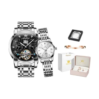 OLEVS Mechanical Movement Watch Unisex Black Dial