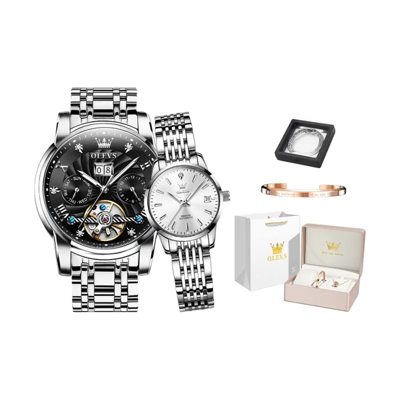 OLEVS Mechanical Movement Watch Unisex Black Dial-0
