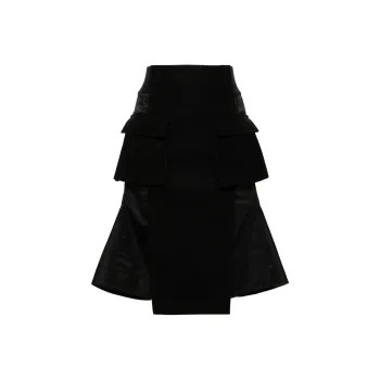 Sacai High Waist Panelled Cargo Midi Skirt
