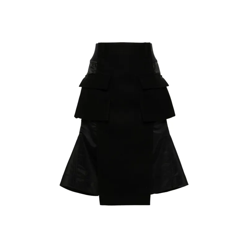 Sacai High Waist Panelled Cargo Midi Skirt-0