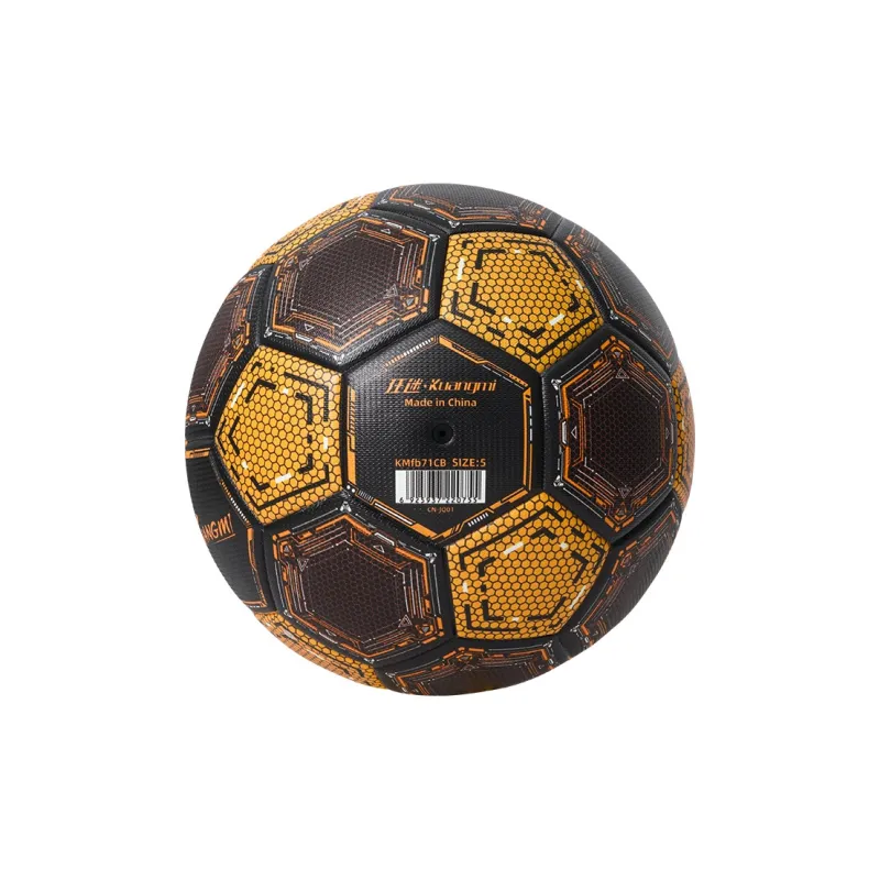 Kuangmi Size 5 Soccer PU Seamless Thermal bonding Unisex Black Gold-13
