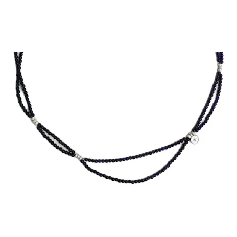 OLIO E ACETO 925 Sterling Silver Necklaces Unisex White/Dark Blue-2