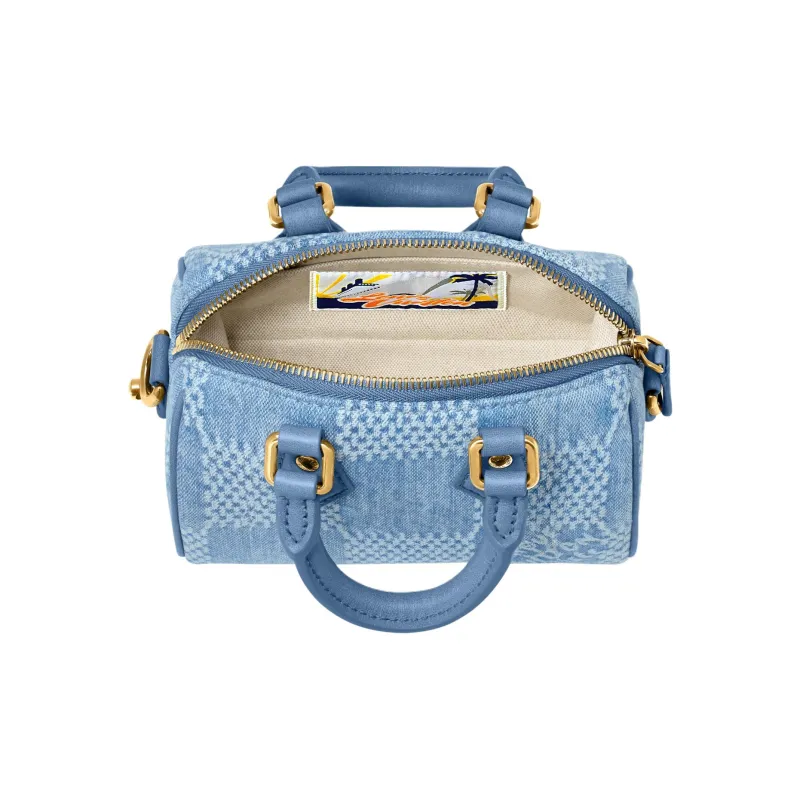 LOUIS VUITTON Cotton Canvas Handbag Regular Women's Blue-3