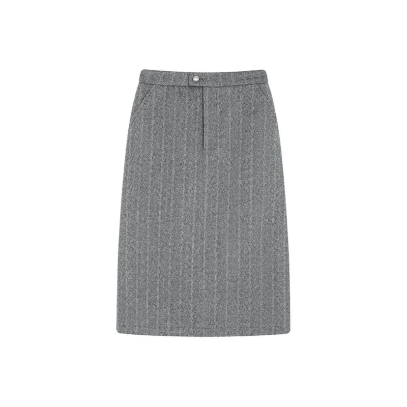 IHIMI Casual Long Skirt Women's Dark Heather Gray-0