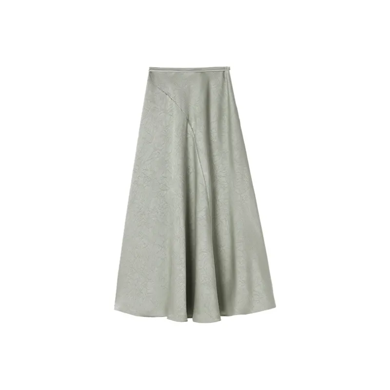 XIANGYING Casual Long Skirt Women's Light Green-1