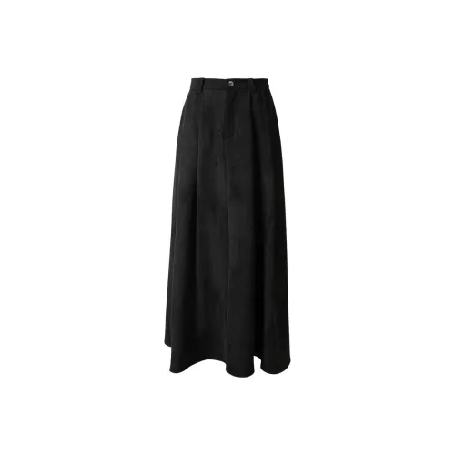 3COLOUR Casual Long Skirt Women's Deep Gray