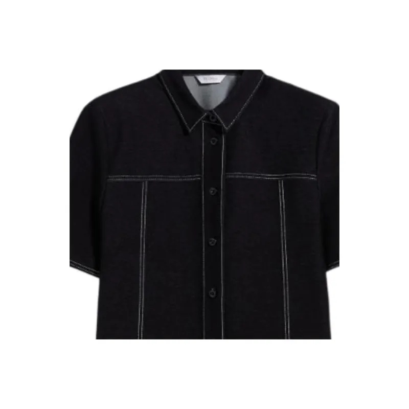 MaxMara Rea Collection Denim-Look Jersey Tunic-Style Shirt Shirt Women's Black-1