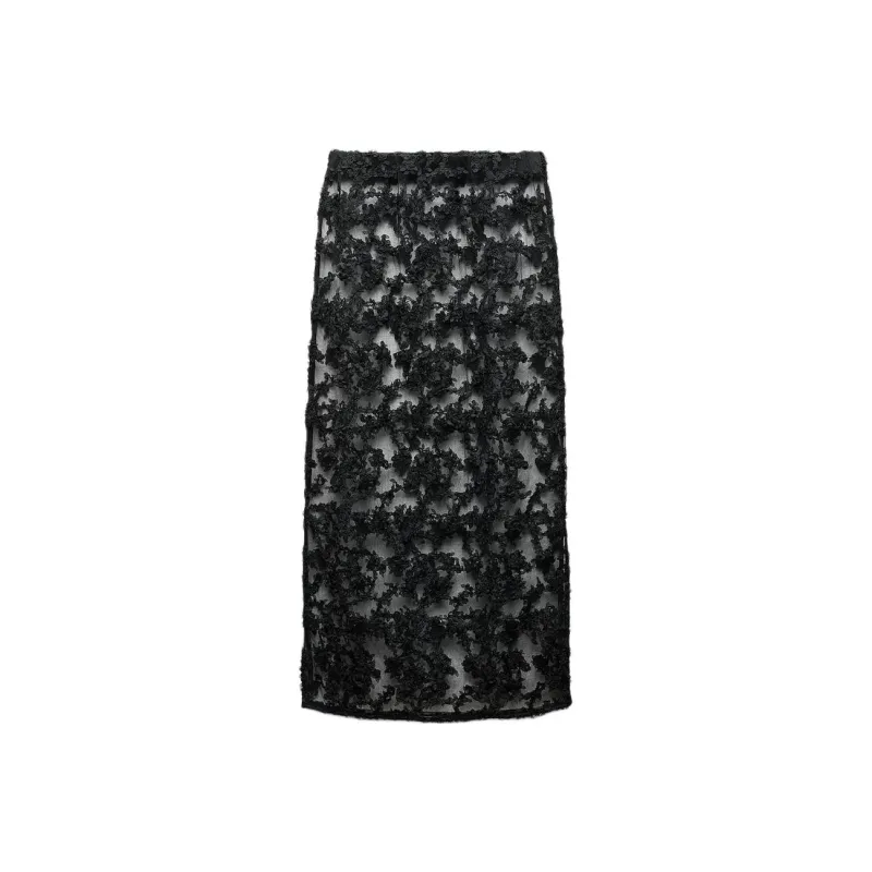ZARA Casual Long Skirts Women's Black-0