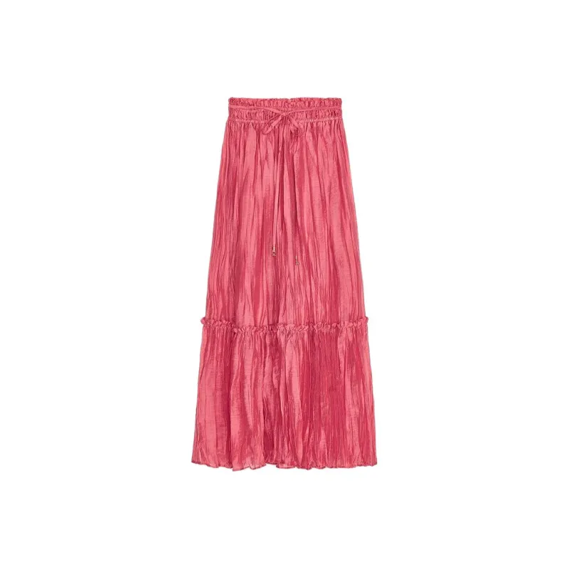 ZARA Casual Long Skirt Women's Medium Pink-0