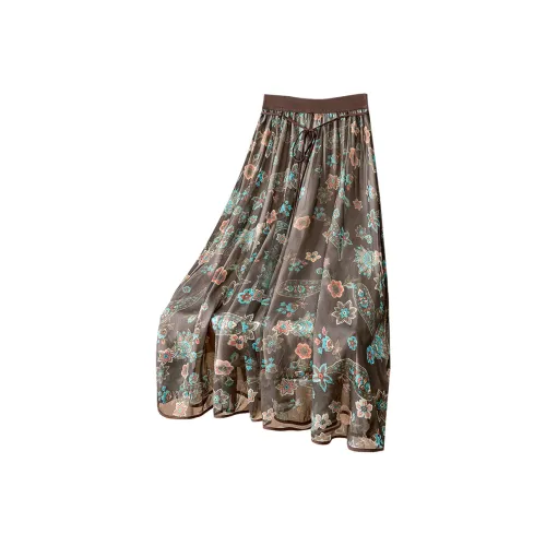 TOUCH Casual Long Skirt Women's Coffee Base Multicolor