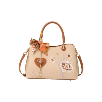 PAYOT Microfiber Synthetic Leather Shoulder Bag, Handbag Women's Apricot