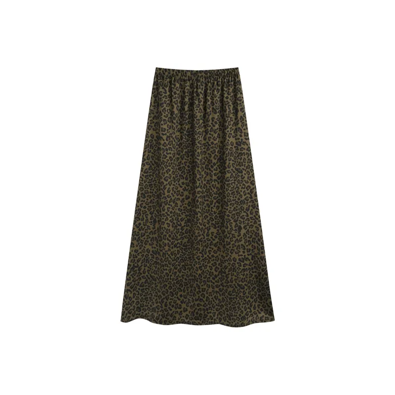 DGMZ Casual Long Skirts Women's Leopard Print-0