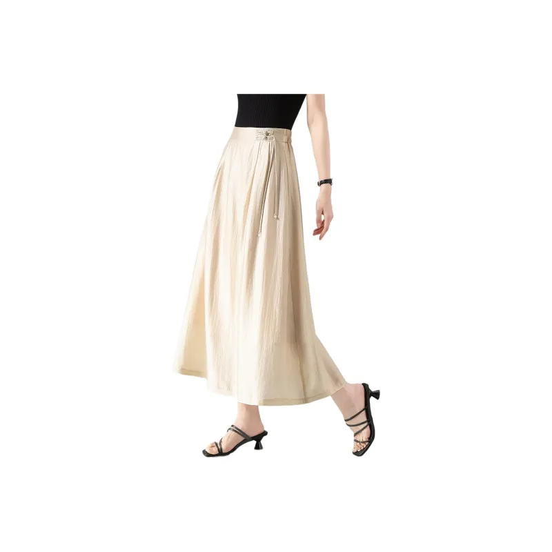 XINFEIYU Casual Long Skirts Women's Beige-0