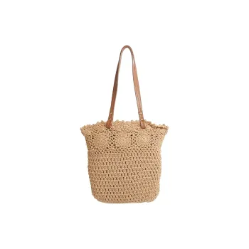YZUE Woven Handbag, Shoulder Bag Regular Women's White/Brown