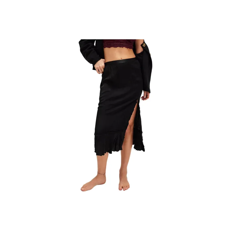 FREE PEOPLE Love Story Half Slip Casual Long Skirts Women's Black-0