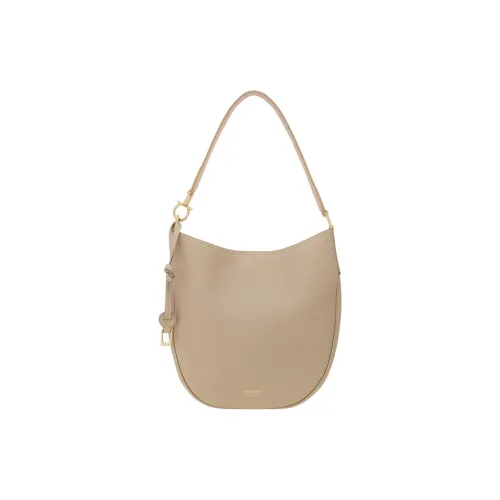 FERRAGAMO Calfskin Hobo Bag, Handbag, Shoulder Bag Medium Size Women's Light Beige