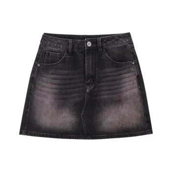 LEDIN Denim Short Skirts Women's Dark Gray