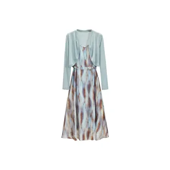 TOUCH Skirt Set Women's Light Blue+Floral Coffee