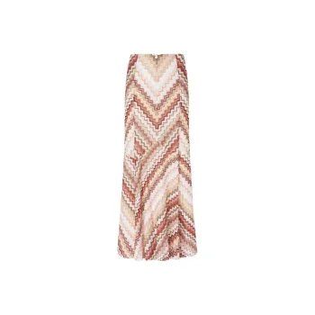MISSONI Lamé Serrated Zig Zag Pattern Long Flared Skirt