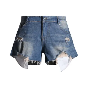 Kazakhstan Denim Shorts Women's Light Blue