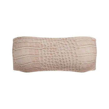 SKIMS SS25 SIGNATURE SWIM MICRO BANDEAU TOP Bikini Women's DUNE CROCODILE PRINT/Sand Dune Crocodile Print