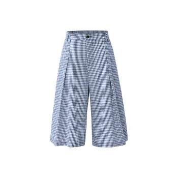 HOKLV Casual Shorts Unisex Blue Plaid