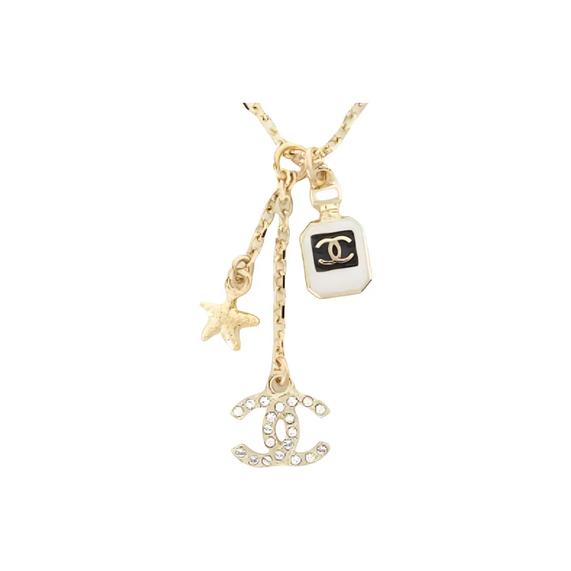 CHANEL Metal, Crystal, Resin Necklaces Women's Gold-0