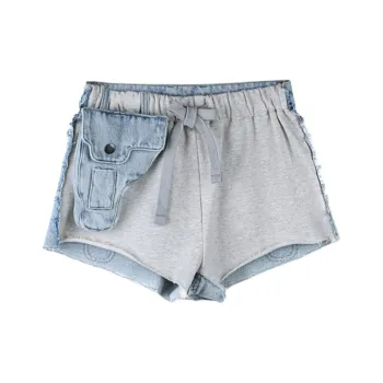 DRAGON FACE Denim Shorts Women's Light Heather Gray