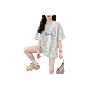 Flowers In Water Drop Shoulder Sleeve T Shirt Women's