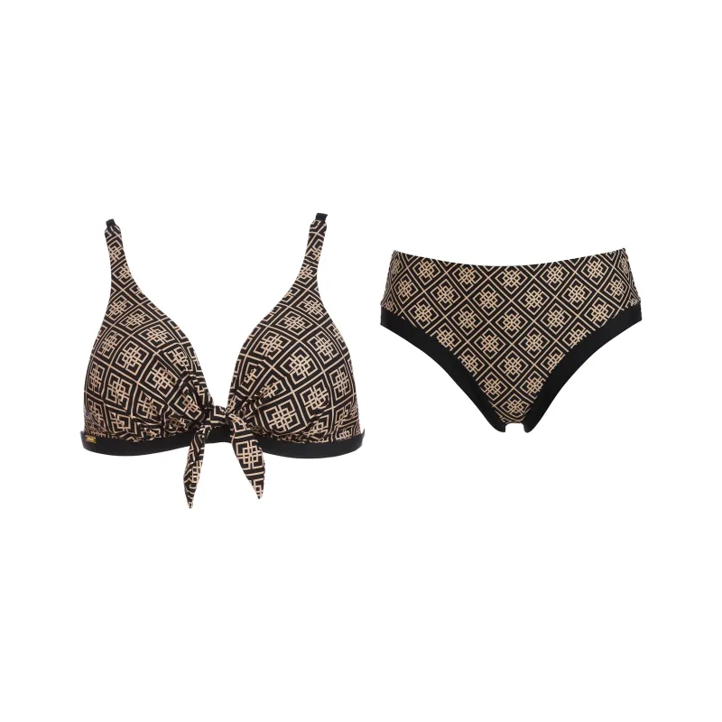 Selmark Two-Piece Swimsuits Women's Brown Base Print-0