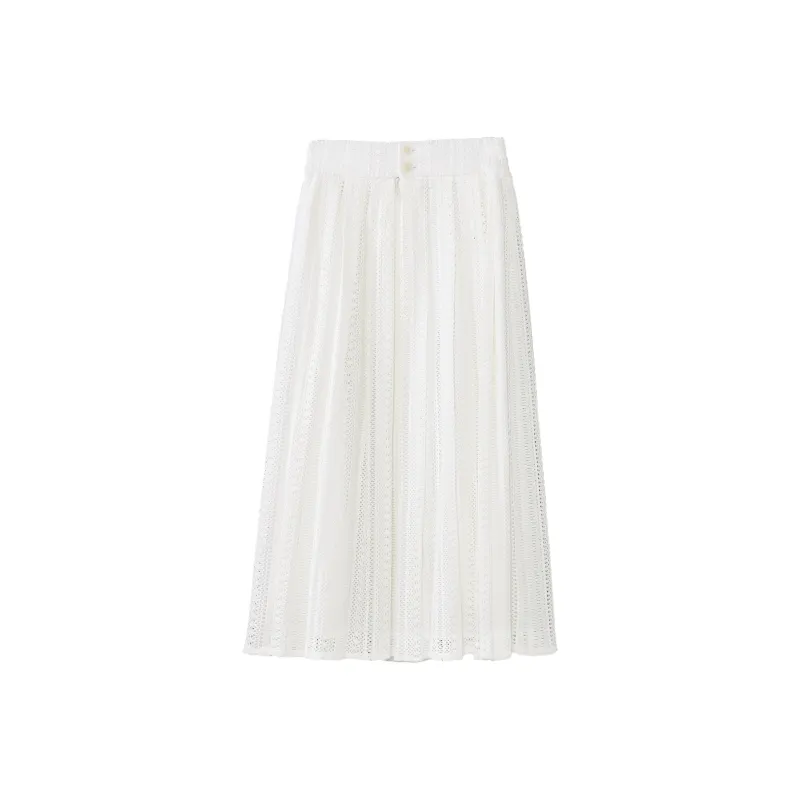 Fstudio Casual Half Length Long Skirt Women's White-0