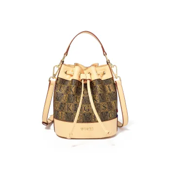 GUSKI Top Grain Cow Leather Bucket Bag, Shoulder Bag, Crossbody Bag, Handbag Women's Multicolor