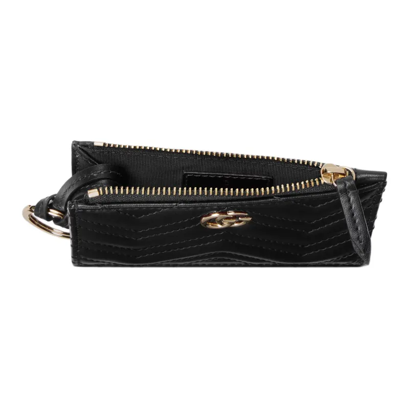 GUCCI GG Marmont Leather Key Pouch Women's Black-4