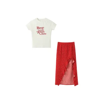 RTNH Skirt Set Women's White Red
