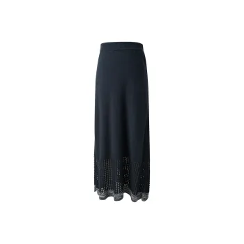 3COLOUR Casual Long Skirt Women's Navy Blue
